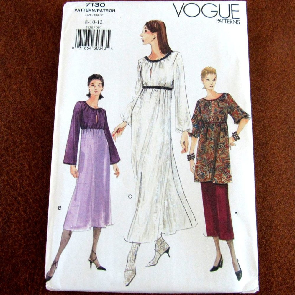 Vogue Sewing Pattern 7130 Dress Tunic Skirt Size Womens 8 10 12
